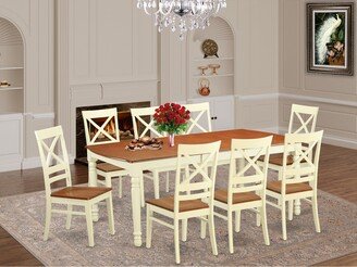 9 Piece Dining Set Includes a Rectangle Dining Room Table and 8 Kitchen Chairs, Buttermilk & Cherry