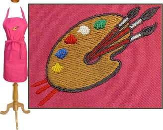 Paint Palette Colorful Apron Custom Embroidered Art Smock + Free Name Monogram Artist Teacher