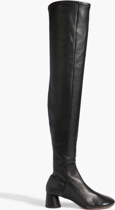 Stretch-leather over-the-knee boots