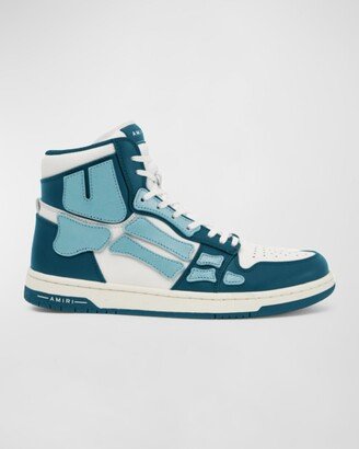 Skel Tricolor Leather High-Top Sneakers-AA