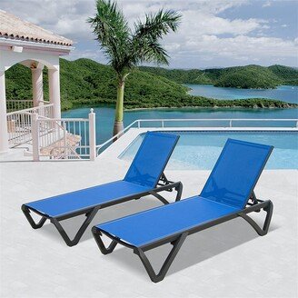 Patio Chaise Lounge Outdoor Aluminum Polypropylene Chair with Adjustable Backrest, Poolside Sunbathing Chair