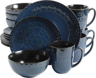 16pc Stoneware Milanto Dinnerware Set Blue