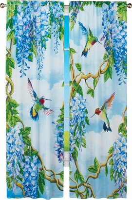 Collections Etc Hummingbirds and Wisteria Vines 2-Piece Window Curtain Set