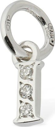 18KT White gold I charm w/ diamonds