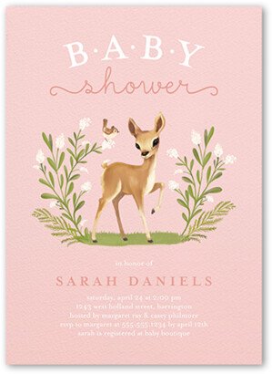 Baby Shower Invitations: Sweet Deer Baby Shower Invitation, Pink, Standard Smooth Cardstock, Square