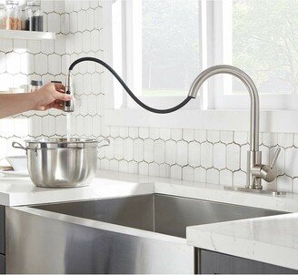 Simplie Fun Pull Down Kitchen Faucet with Sprayer Stainless Steel Brushed Nickel