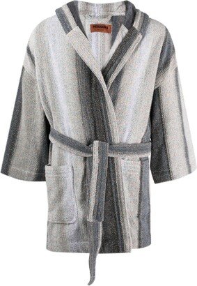 Striped Cotton Hooded Bath Robe