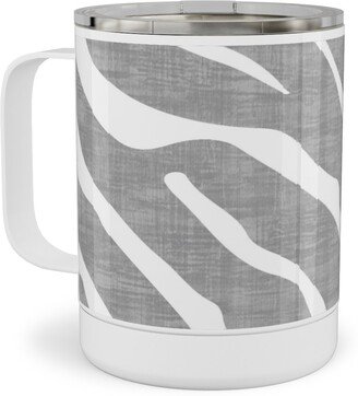 Travel Mugs: Zebra Texture - Gray Stainless Steel Mug, 10Oz, Gray