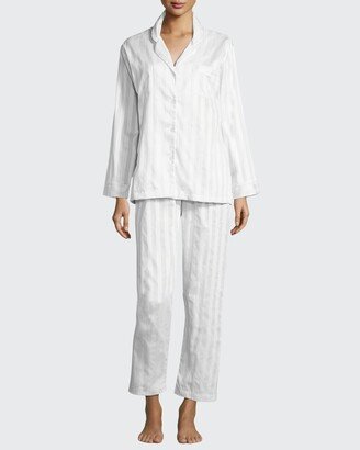 P Jamas Tina Shadow-Stripe Long-Sleeve Long Pajama Set