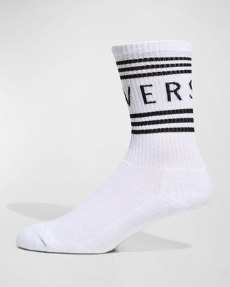 Men's Athletic Band Logo Crew Socks-AA