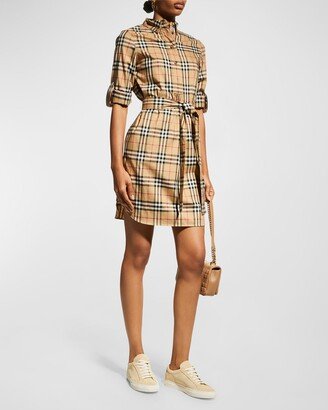 Giovanna Vintage-Checked Cotton Shirtdress