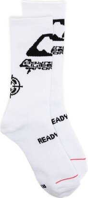 Logo Intarsia-Knit Ribbed Socks