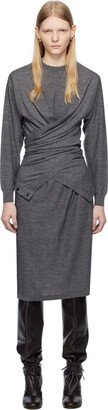 SSENSE Exclusive Gray Trompe L'Œil Midi Dress