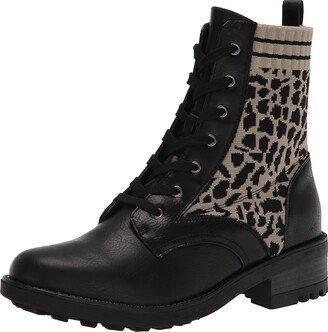 Womens Knockout Ankle Boot Black Leopard 5 M