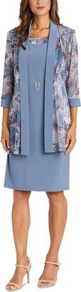 Petites Womens Printed Above Knee Dress Suit