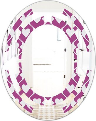 Designart 'Retro Pattern Abstract Design VIII' Printed Modern Round or Oval Wall Mirror - Space