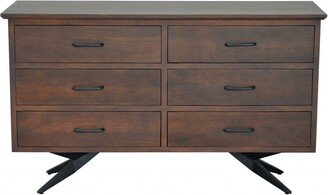 Brown and Black Wood Metal Bedroom Dresser