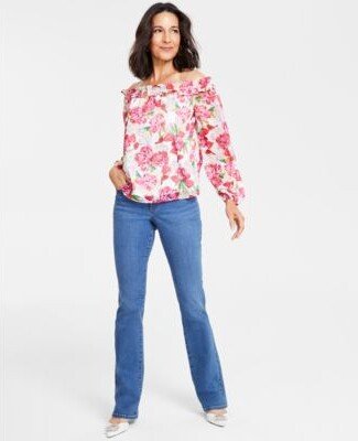 Womens Off The Shoulder Blouse Bootcut Denim Jeans Created For Macys