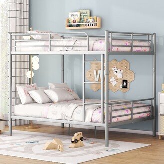 Full Over Full Size Metal Bunk Bed, Silver