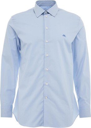 Logo Embroidered Collared Button-Up Shirt-AA