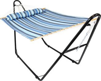 Sunnydaze Decor Sunnydaze Quilted 2-Person Hammock with Universal Stand - Misty Beach