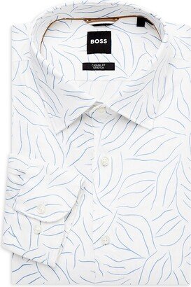 C Hal Kent Casual Fit Print Linen Blend Dress Shirt