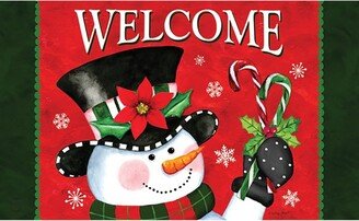 Briarwood Lane Christmas Snowman Welcome Doormat Candy Canes Indo