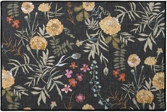 Door Mats: Marigold Love - Black Door Mat, Black