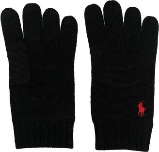 Logo-Embroidered Wool Gloves-AB