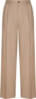 Stretch wool pants with straight leg