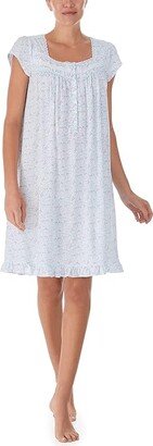 Cap Sleeve Waltz Gown (White Ground Floral) Women's Pajama-AA