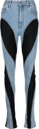 Spiral panelled skinny jeans