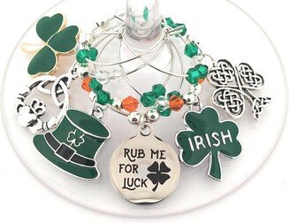 st. Patrick's Day Wine Charms, Luck Of The Irish Glass Tag Identifiers, Gift, Markers
