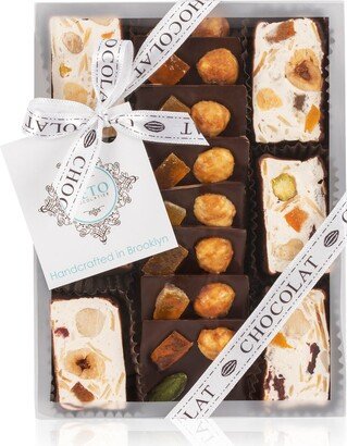 Square Chocolate Mendiants & Dipped Nougat - Gluten Free. Kosher Parve Certified. Natural Organic Ingredients