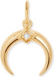 Crescent Horn 18k Gold Vermeil Charm in White Diamond