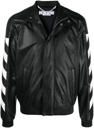 Diag-stripe leather jacket