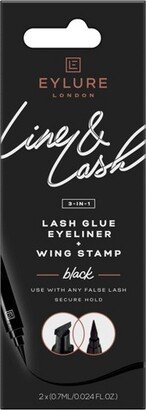 Line & Lash 3-in-1 Lash Glue Eyeliner and Wing Stamp - Black - 1pc