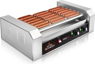 Olde Midway Electric Hot Dog Roller Grill Cooker with 7 Rollers, Commercial Grade Machine Cooks 18 Hot Dogs