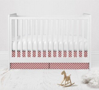 Space Red Pin Stripes Cotton Crib/Toddler Crib Skirt