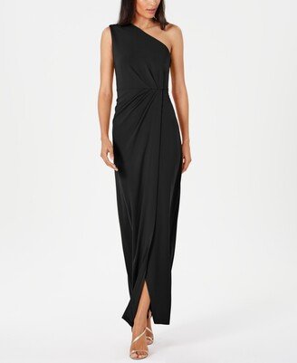 Draped One-Shoulder Gown