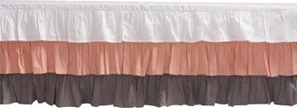 3 Layer Ruffled Crib/Toddler Bed Skirt - White/Coral/Gray