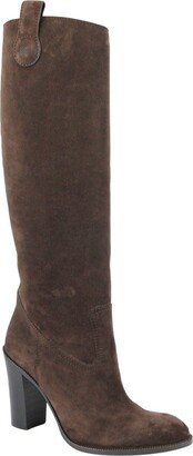 Brown Leather Suede Tall Knee Women's Boots