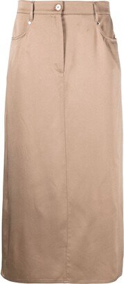 Straight-Cut Midi Skirt-AA