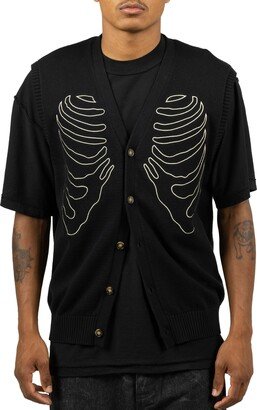 Cage Logo Embroidered V-Neck Cardigan