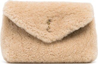 small Puffer shearling clutch