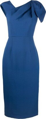 Asymmetric Wool-Silk Midi Dress