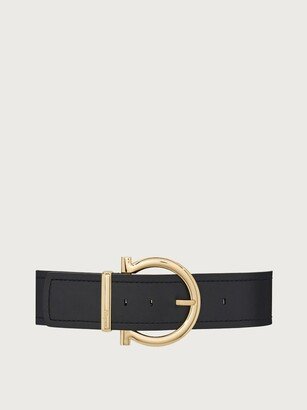 Woman Wide Gancini fixed belt Black