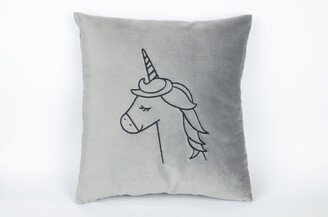 Gray Pillows With Unicorn, Decorative Pillows, Accent Trendy Designer Home Decor, Boho Toy