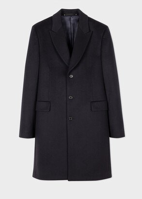 Navy Wool-Cashmere Epsom Coat