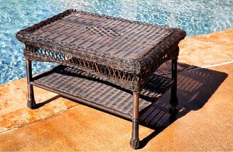 Portside Outdoor Wicker Coffee Table with Shelf